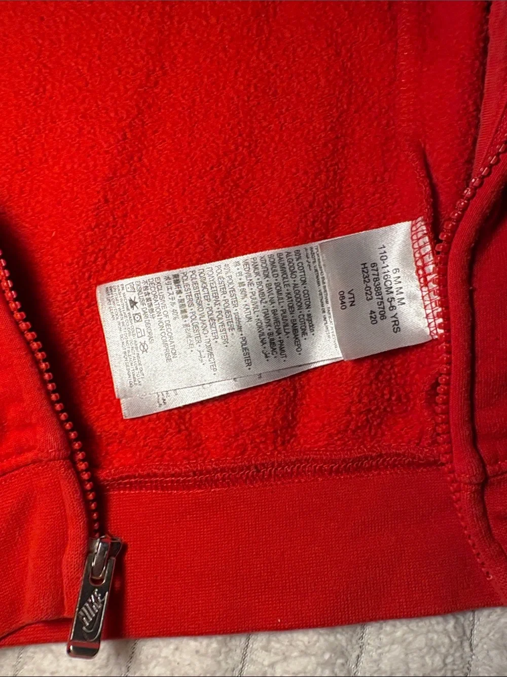 Nike Kids Red Zip-Up Hooded Sweatshirt